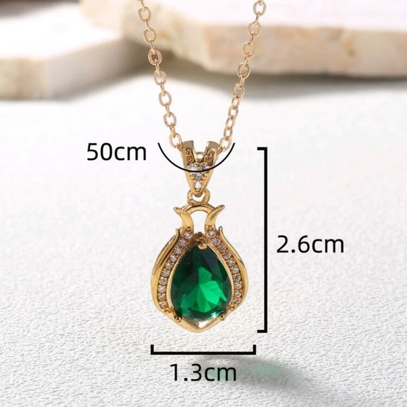 Aqua Sparkle Cubic Zirconia Water Drop Necklace - Picture 5 of 7